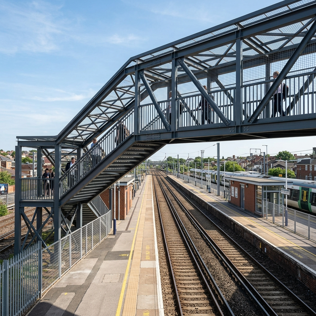 Passerelle en métal dans une gare - Métallerie Techni Métal